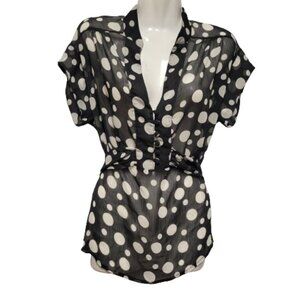 Polka Dot Black and White Top Short Sleeve Top